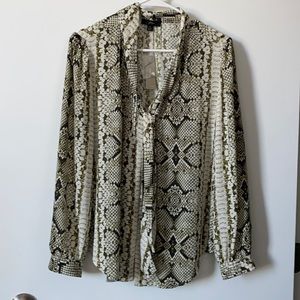 J.Crew drapey tie-neck top in snakeskin